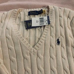 Ralph Lauren chic cream Womens Medium v-neck sweater - NWT